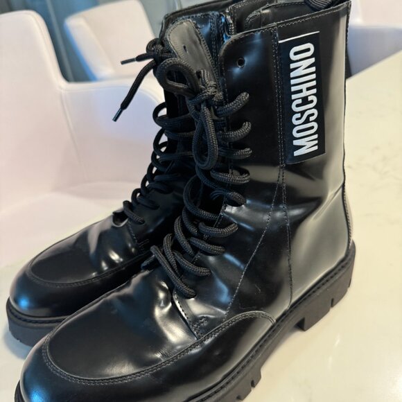Moschino Black Combat Boots – Size 43 EU / US 10 – Like New – Made in Italy main image 7